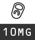 Pull-tab can icon above dark rectangle label reading 10MG