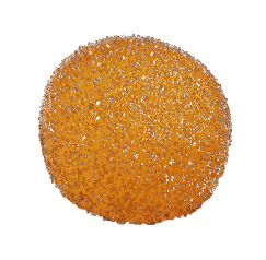 Round orange textured bath sponge (loofah)
